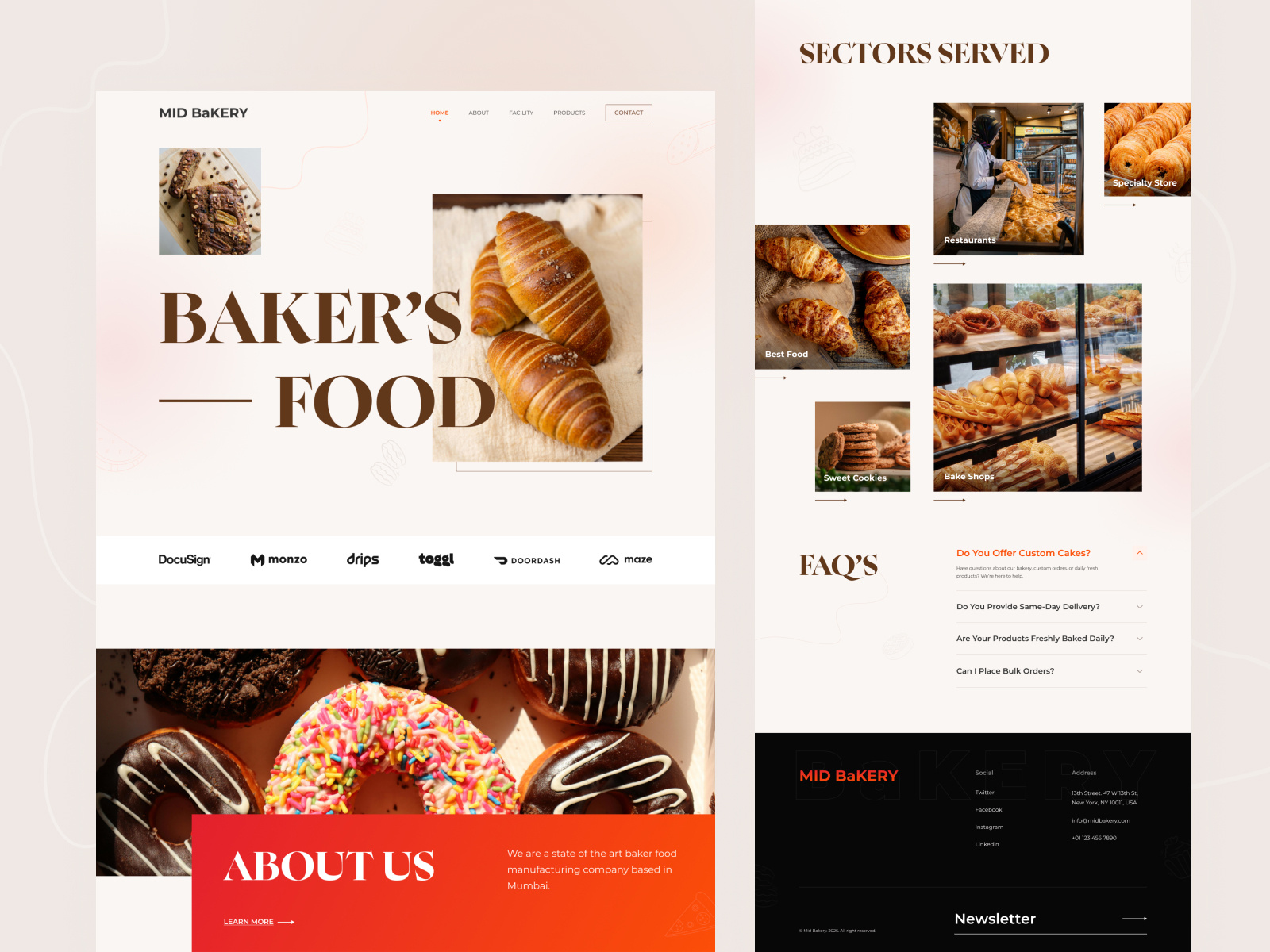 Food bakery web landing page design bakery creative food landingpage minimalist page professional research ui uidesign ux uxdesign webdesign webpage website