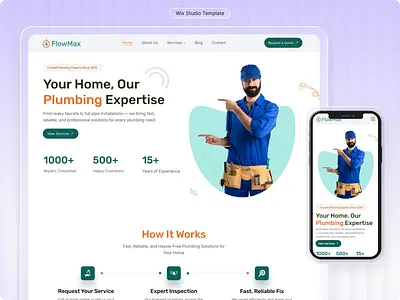 Wix Template For Plumbing (Fully Editable) business website cleaning cleaning company contractor electrician home maintenance illustration plumber services plumber website plumbing design plumbing services website template wix wix studio wix studio website wix template wix website template