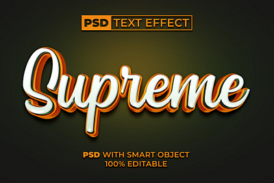 PSD Text Effect Supreme 3D Style 3d bold design editable effect font gold golden lettering modern psd smart object style text type typography word