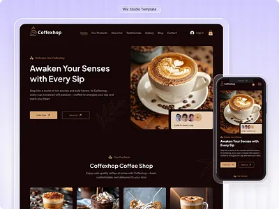 Wix Template For Coffee Shop, Cafe, Bakery, Barista,Coffee Store bakeries website barista beverage ecommerce cafe landing page cafe website coffee market coffee shops online store website small businesses web tea website template wix wix studio