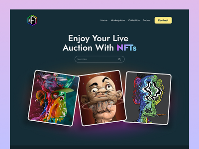 NFT Marketplace - Website 3d animation blockchain branding creative crypto cryptocurrency dapps design landing page marketplace minimal nft nft marketplace nfts