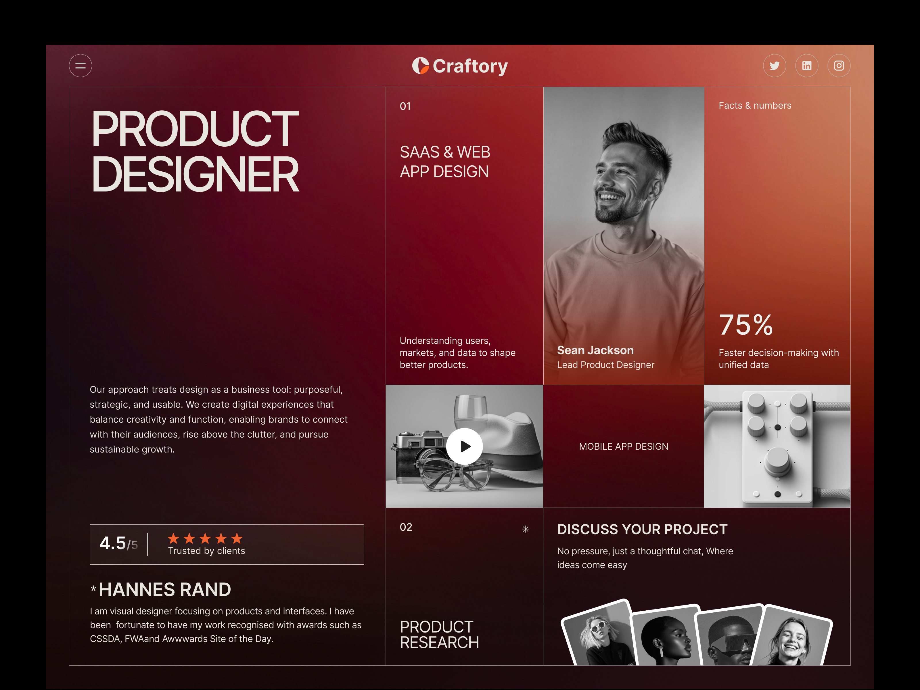 Example of Personal Portfolio Landing Page UI/UX Design