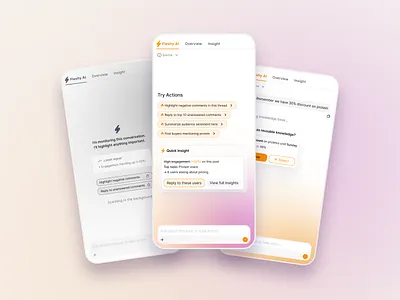 AI Assistant Sidebar - Flashy - Social Inbox 3d abduluiux ai animation apple bot chat chatbot chatgpt clean design icon inbox interactive line painless.design soft ui ui ux widget
