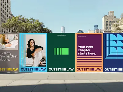 Outset Law Posters attorney brandbook branding design system graphic design law lawyer legal logo posters print timeless visual identity