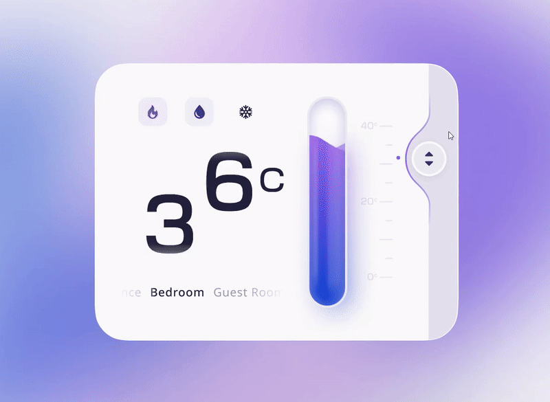 Climate control widget | Figma animation animation figma figma prototype ui uiux web design