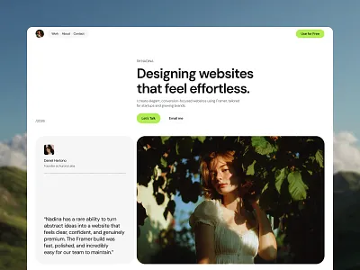 Nadina framer management portfolio template