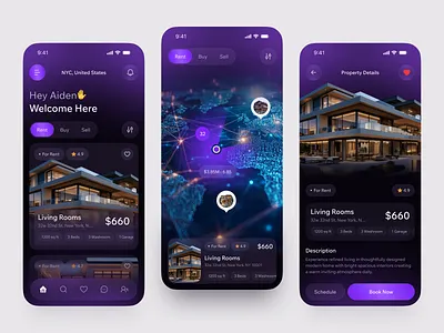 Real Estate Mobile App UI app design booking app dashboard ui location app marketplace app mobile app mobile app design mobile ui product design property app property finder real estate real estate app rental app saas design tintech ui uiux user interface web
