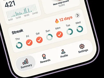 Fitness rewards app app icons ios mobile nav navigation ui