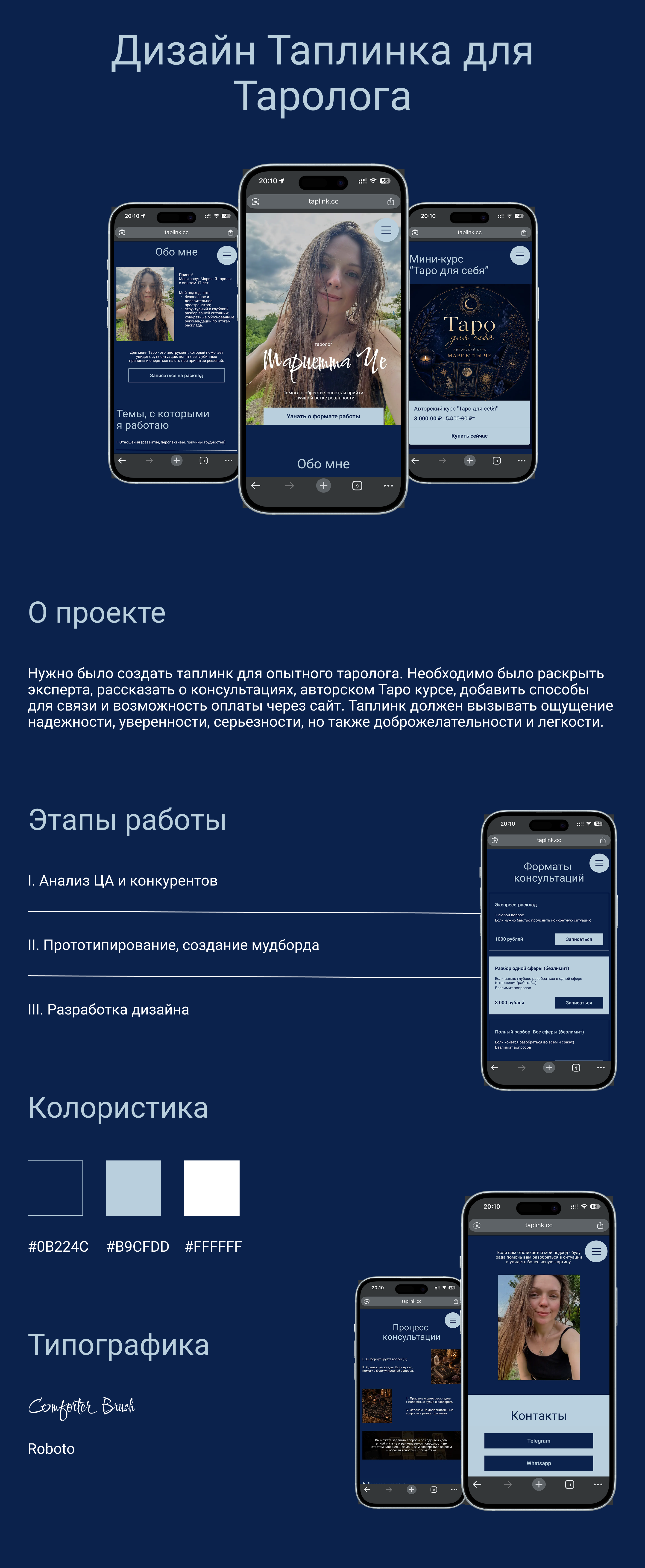Дизайн таплинка для таролога design figma taplink tarot ui ux webdesign