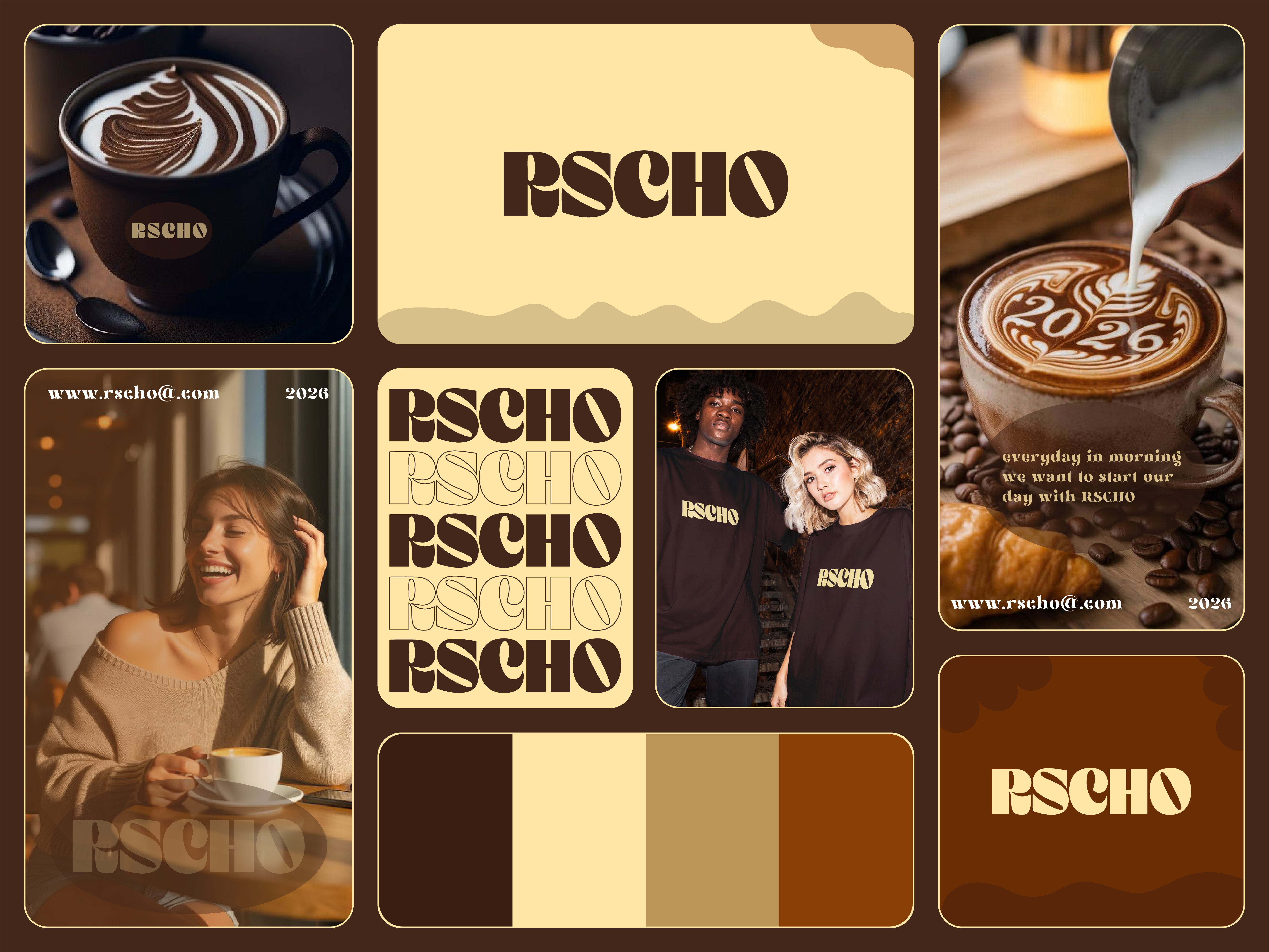 Example of RSCHO — Coffee Brand Identity | Modern Vintage Café Logo design.
