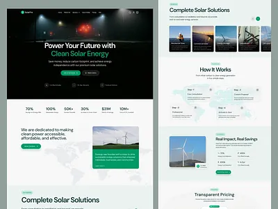Solar Energy Website Design ai ai solar energy engineering financial futuristic website green energy landing page design manufacturing renewable energy website saas saas landing page saas website solar energy website solar landing page solar system solar website design startup technology turbine electricity web design