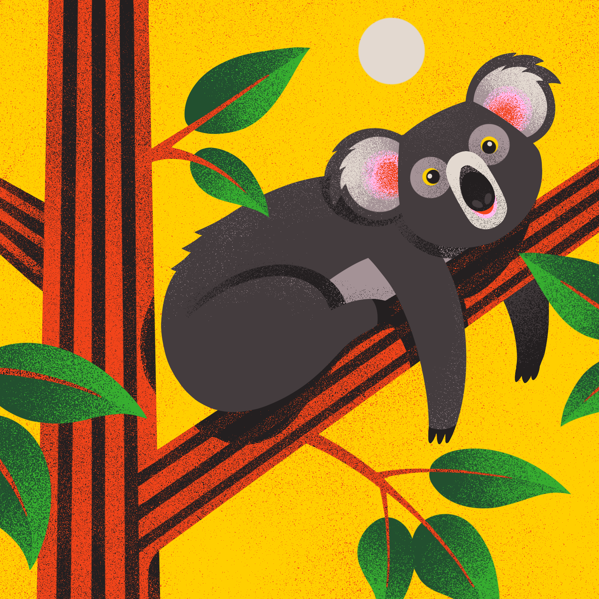 The Art of Chill - Koala on a tree animal animal illustration art art of chill chilling illustration design digital graphic graphic design illustration illustration series illustrator koala koala illustration koala on a tree procreate texture texture illustration tree illustration