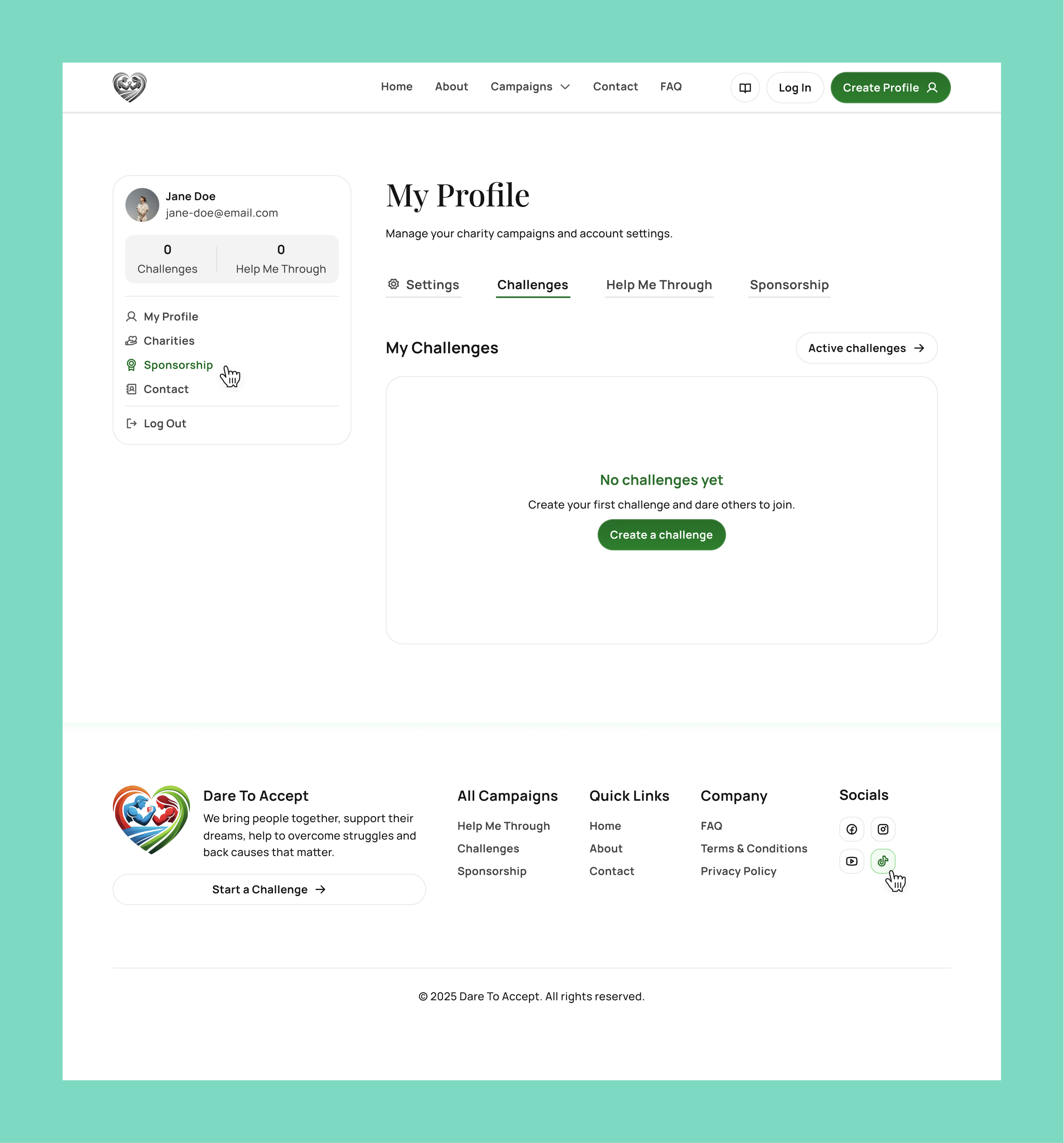 Profile/ account | UI/UX nonprofit project user personal page account blog charity cms figma component figma design form state validation form validation input state validation live website log in navbar nonprofit profile prototype settings ui ux user page volunteer website redesign