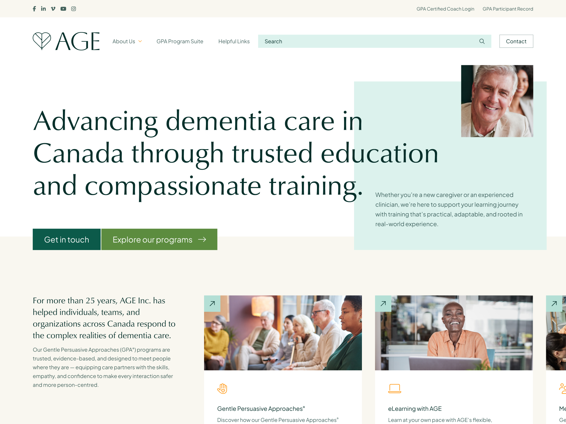 Example of AGE Inc. Website Design