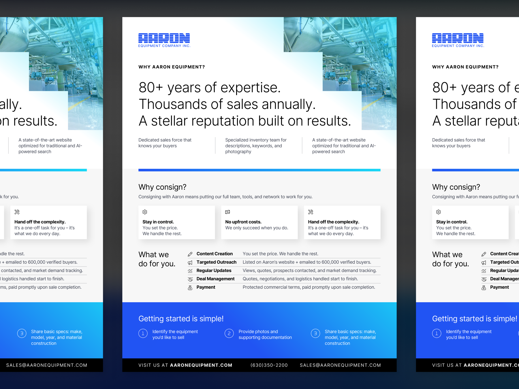 Example of Aaron Equipment One Pager