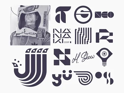 atomicvibe Logo Archive 04 abstract black branding circle eye geometric hand letter lettering light lines logo script typography white