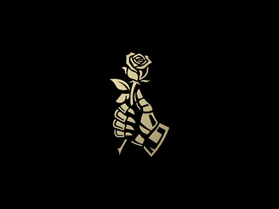 Golden Armored Rose Logo armor beauty branding clever creative flower golden hand hand rose icon identity logo logo design minimalist nature premium rose