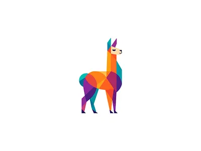Colorful Geometric Llama Logo abstract animal branding clever colorful creative geometric graphic design icon identity llama logo logo design minimalist