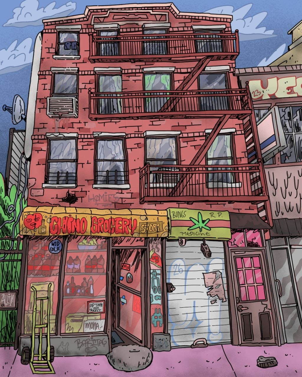 Brooklyn Streets background brooklyn cartoon design doodle graffiti illustration illustrations knicks new york newyork ny scene streets style urban