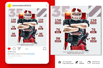 Football Social Media Template football grunge flyer