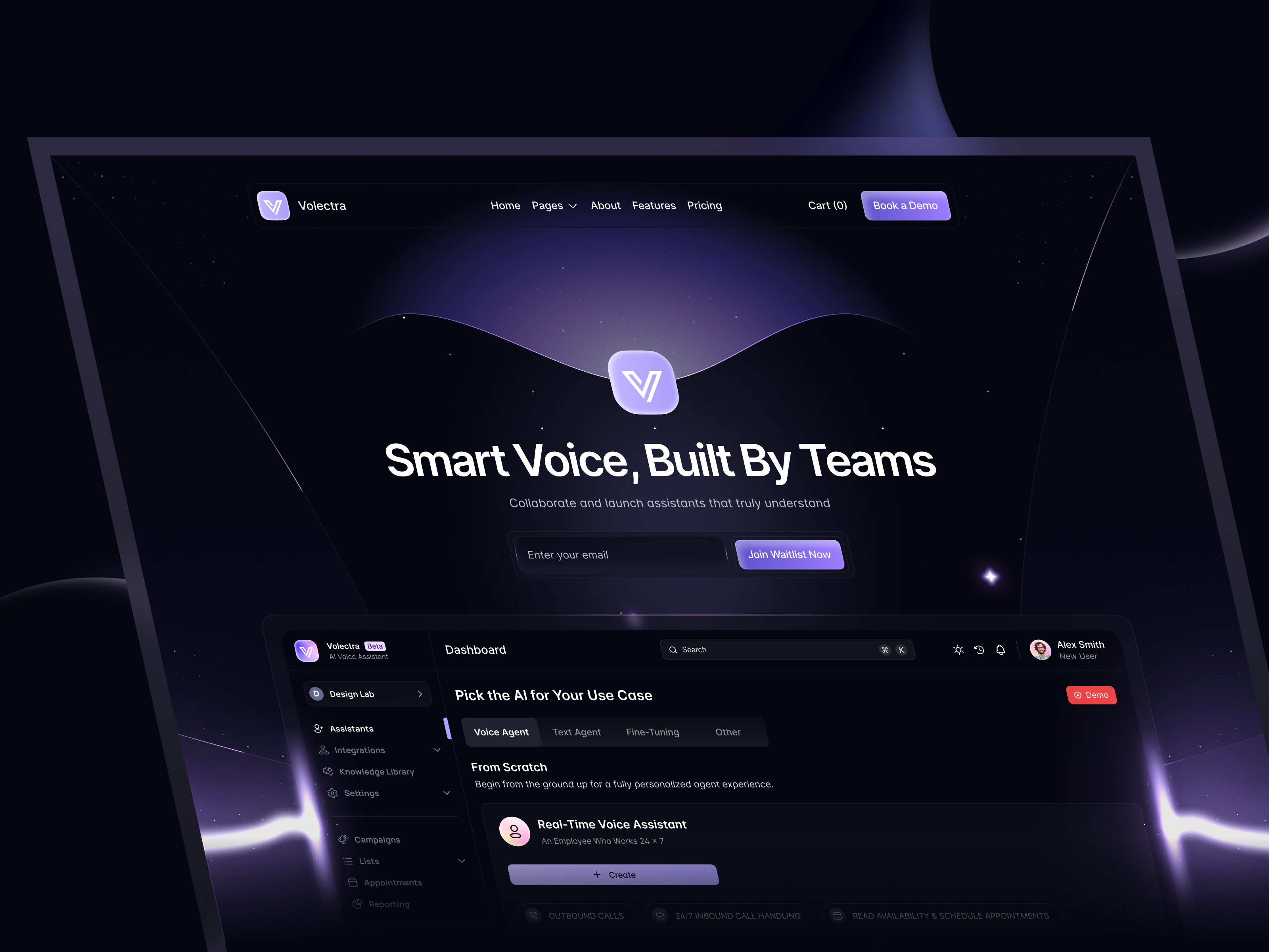 Volectra - Voice AI SAAS Website ai saas landing page ai tool website ai voice ai website conversational ai landing page saas saas landing page saas website voice ai web design website design