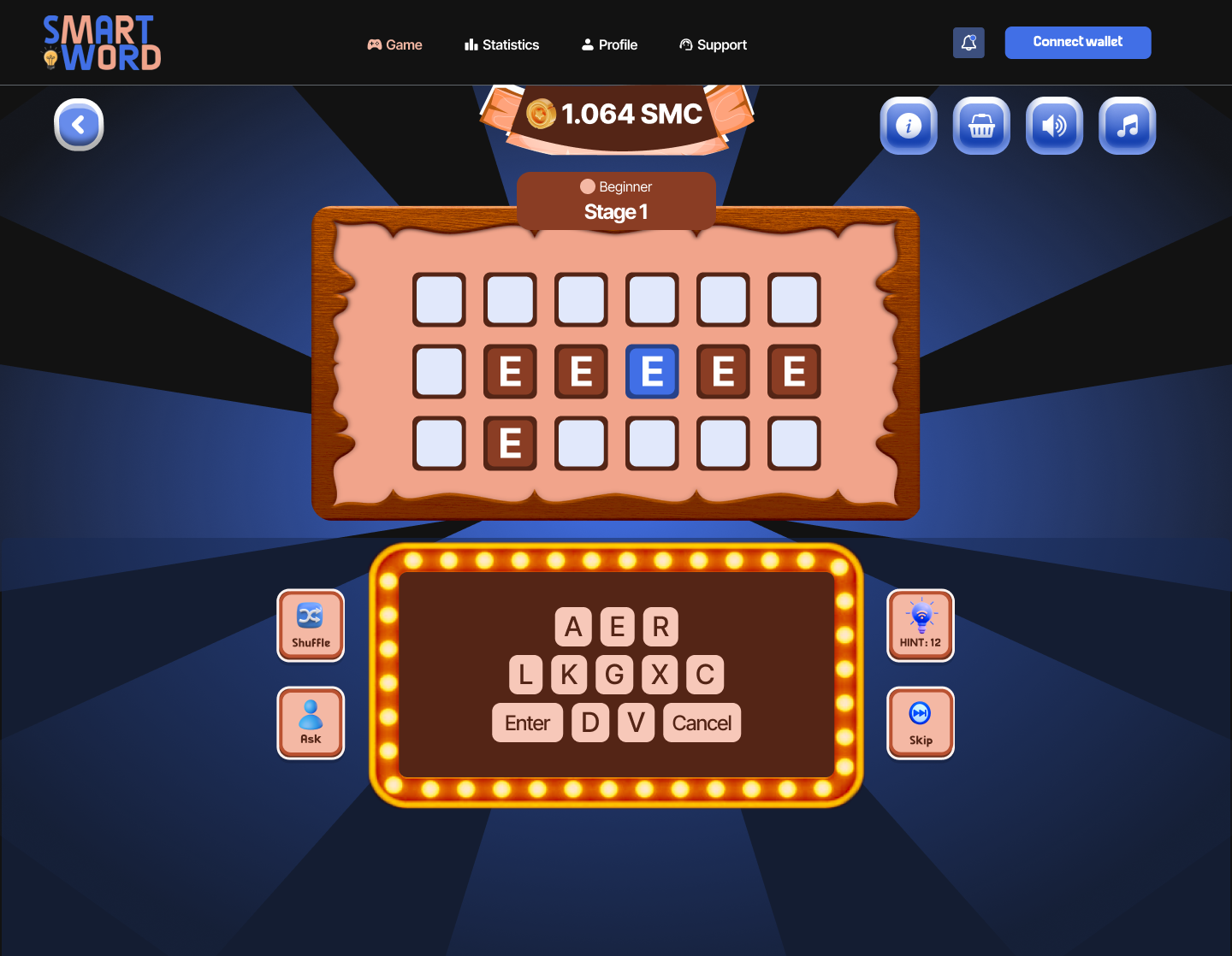 Word puzzle UI - Web 3 Game Design discover explore game art game design game illustration game ui artist game ui designer game uiux illustration new worth ui web 3 design web 3 game design word puzzle game