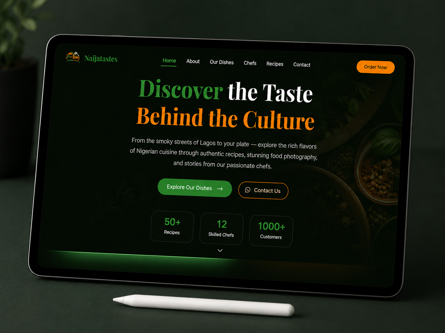 African Restaurant Website branding illustrator motion graphics ui website website design