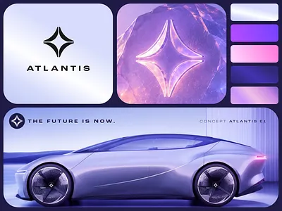 Atlantis brand agency auto automotive best brand branding car electric ev glows graphic design logo merch modern rock team top trendy unfold vehicle