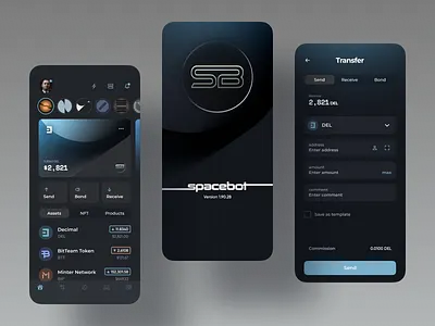 SpaceBot Wallet UI bank bank wallet banking app blockchain cash app crypto crypto design cryptocurrency cryptowallet dao dapp dashboard fintech fintech app p2p revolut roobinium trading app wallet web3