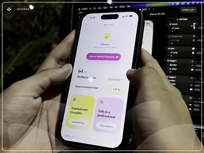 Prototype — WellNest Journaling 10am space app design emotional design health tech healthcare interaction design journaling mental health micro interaction mobile app mobile ui motion design privacy design product design protopie prototype recording ui ui design ux design voice ui