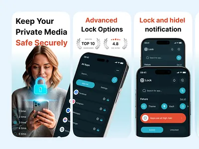 App Store Screenshots – SecureMe – Personal Privacy Protection A app store app store preview apple store file locker google play mobile app mobile app design phone app play store screenshot play store screenshots playstore privacy privacy app private gallery screenshot securityapp smartlockapp storage manager unlock web