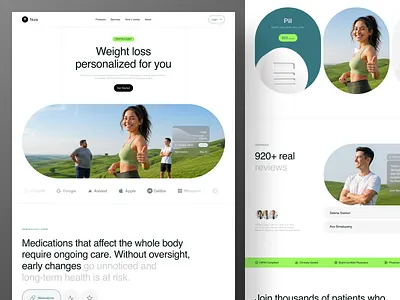 Nura Healthcare - Weight loss GLP-1 landing page website best conversion design glp1 health healthcare healthtech homepage landingpage medications medicine minimalist modern simple ui uidesign uiux ux website weightloss