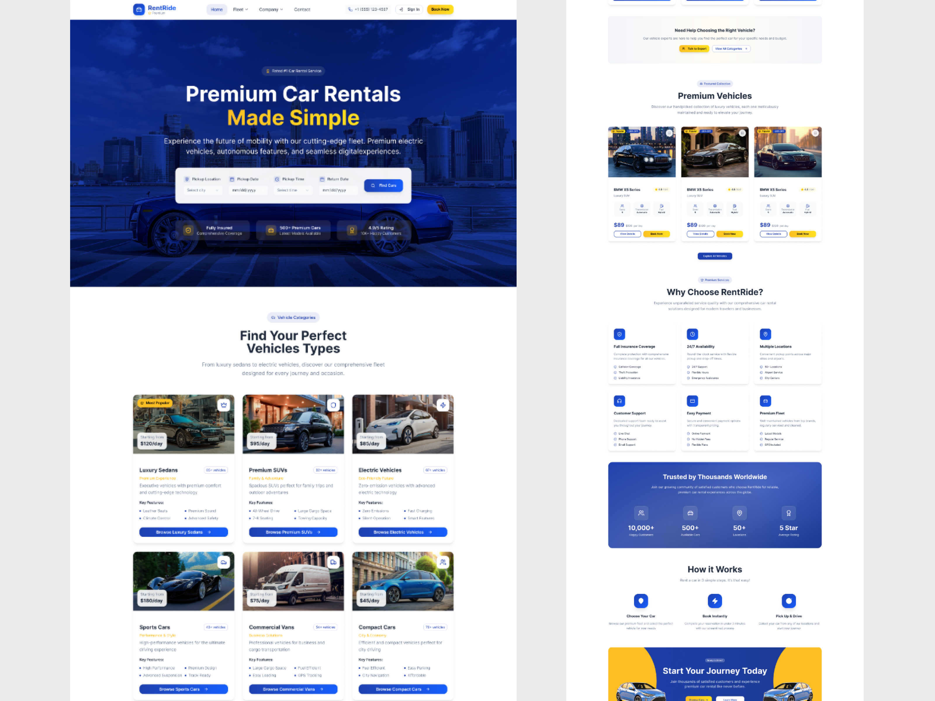 RentRide — Car Rental Website UI Design