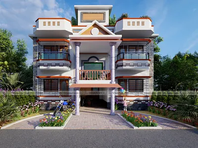 Beautiful duplex house design 4 bedroom house architectural service attractive duplex villa exterior building front elevation home design luxurious house design modern duplex revit village house ডুপ্লেক্স বাড়ির