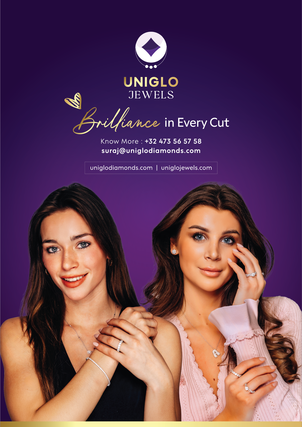 Brochure for Diamonds & Jewelry Brand - Featuring Miss Belgiums branding graphic design jewelry brand social media
