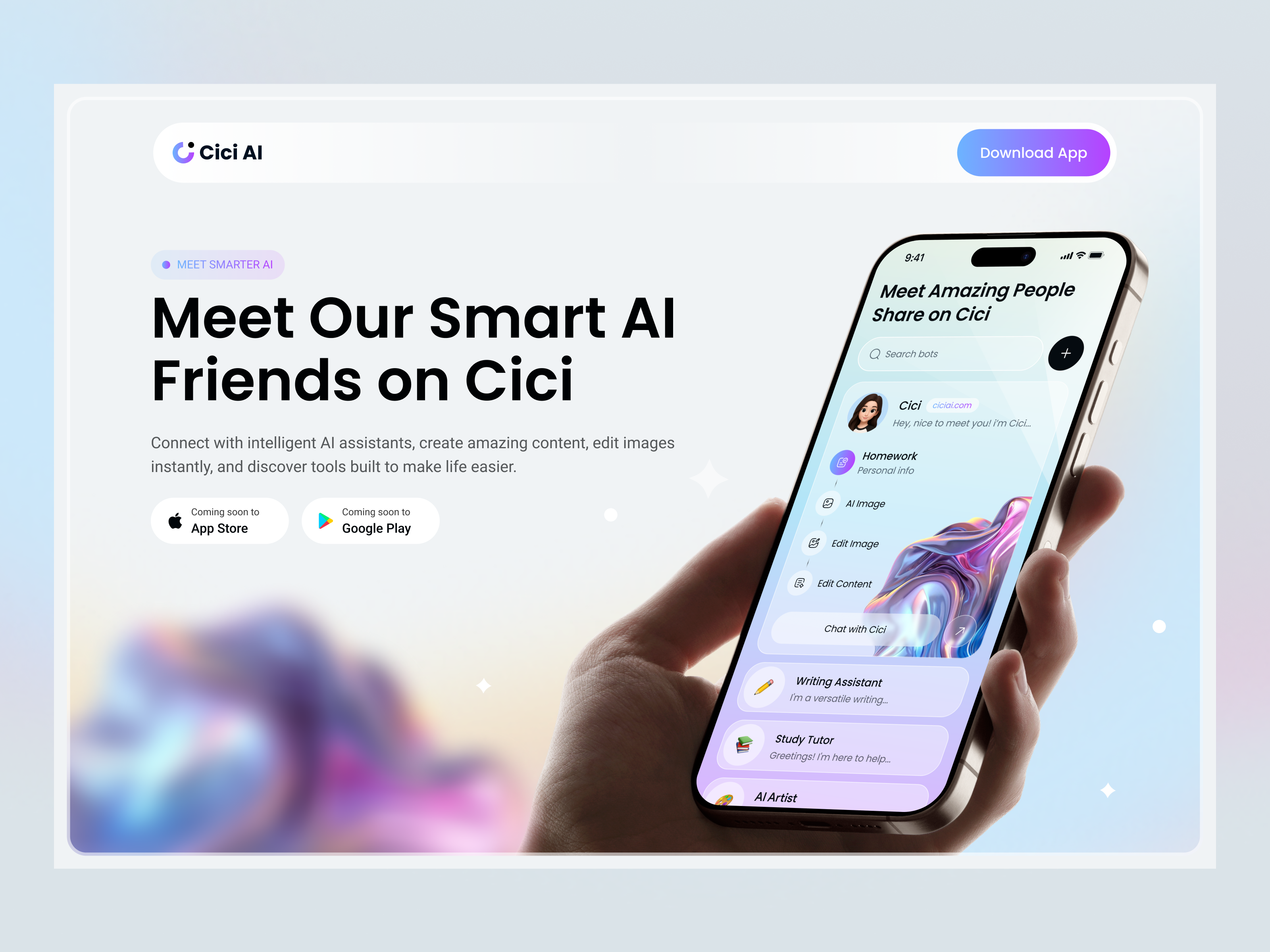 AI Assistant App Landing Page Design