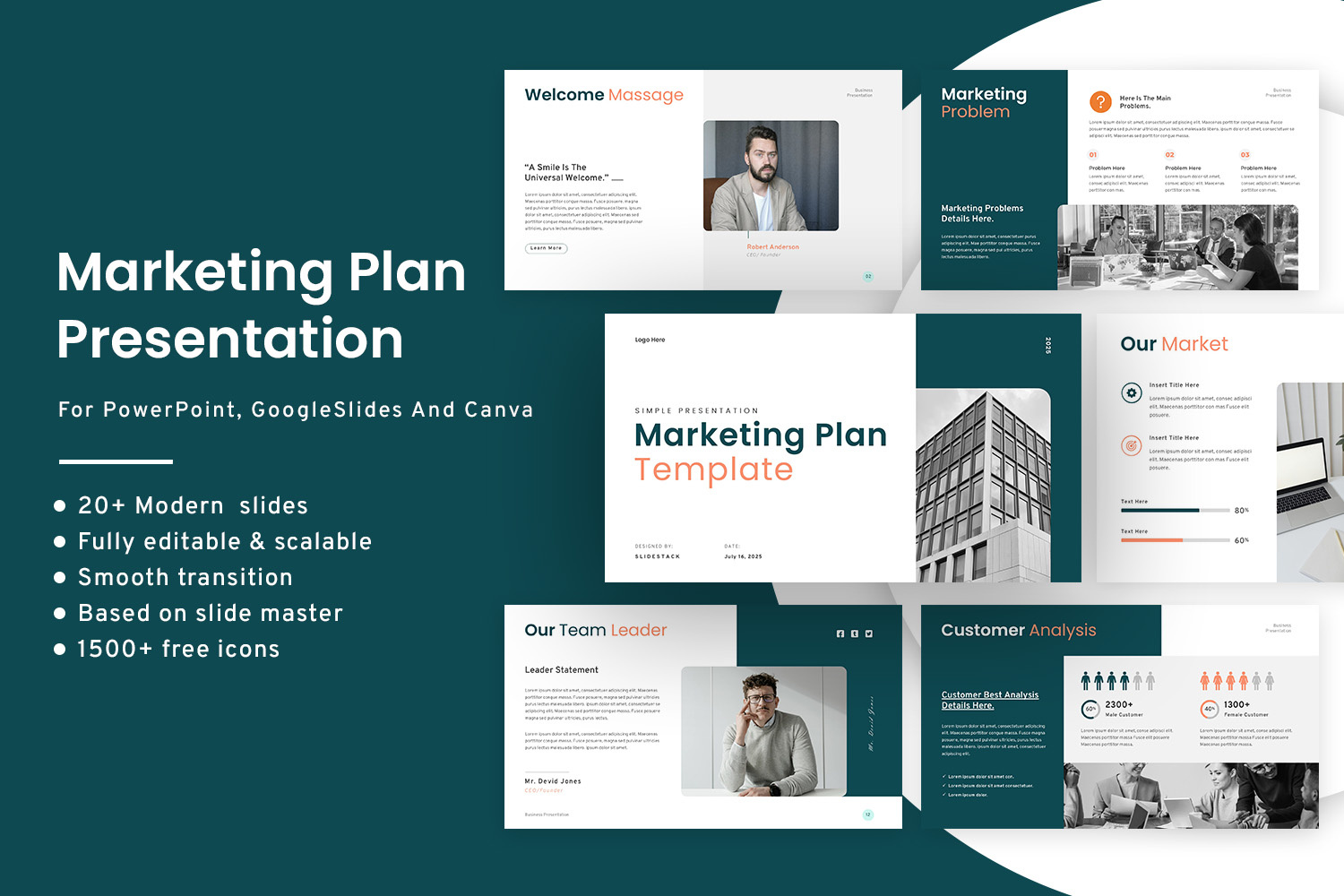Modern Marketing Plan Presentation aesthetic branding business corporate creative design elegant googleslides infographic marketing minimal modern pitchdeck portfolio powerpoint presentation slideshow startup strategy template