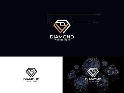 ''D'' Letter Logo Design For Diamond Brand brand d logo brand logo branding d logo design diamond d logo diamond logo graphic design illustration letterhead design logo new brand logo new logo ux vector