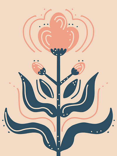 Folk Art, botanical ornamental illustration with ethnic motif boho botanics ethnic flora folk folkart illustration minimalist organic ornaments