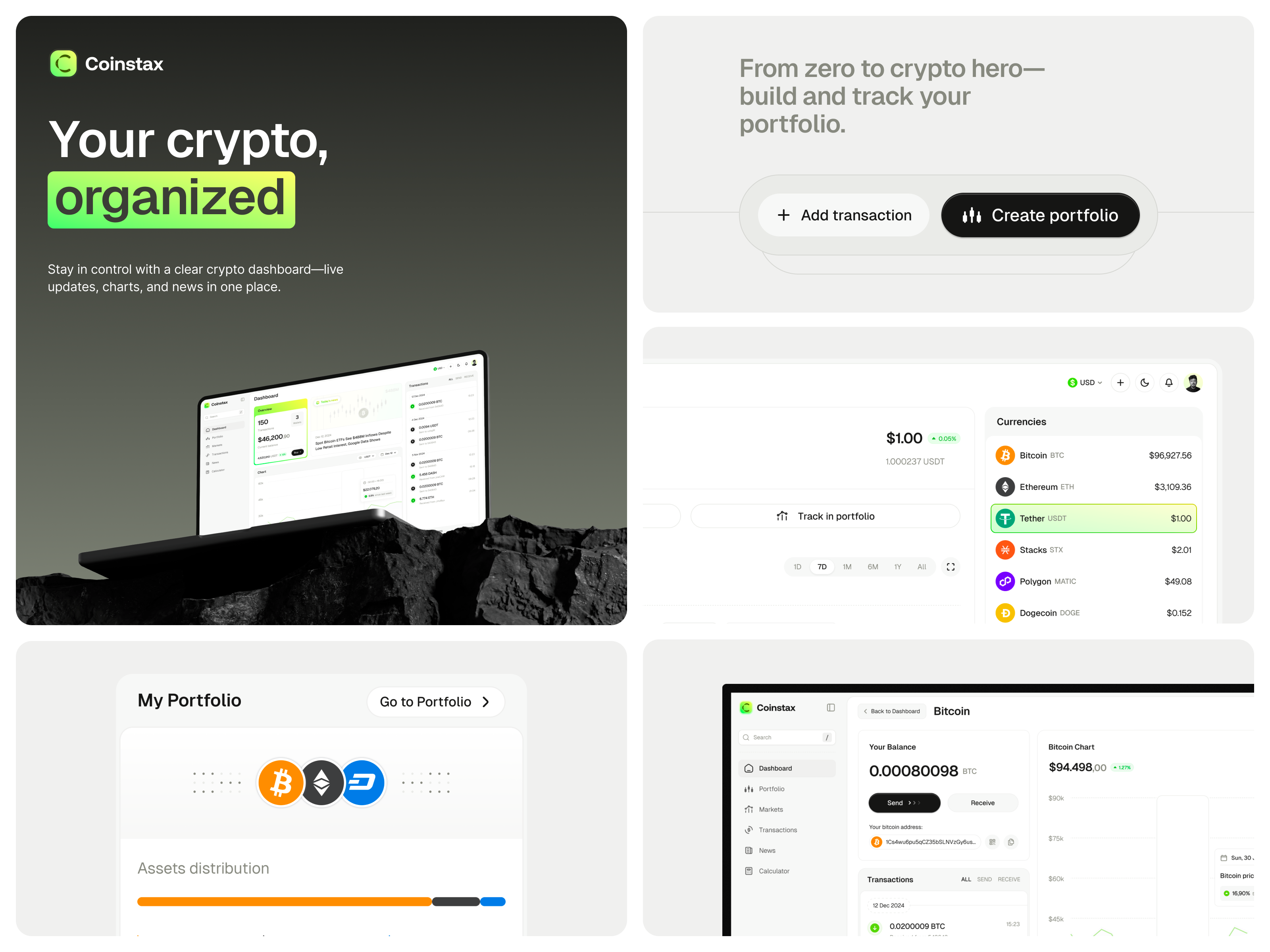 Coinstax - Crypto Dashboard blockchain dashboard blockchain web app clean coinstax crypto apps crypto dashboard crypto ui crypto web app dashboard design fintech dashboard product design ui ui design ui ux design user interface web3 dashboard web3 design