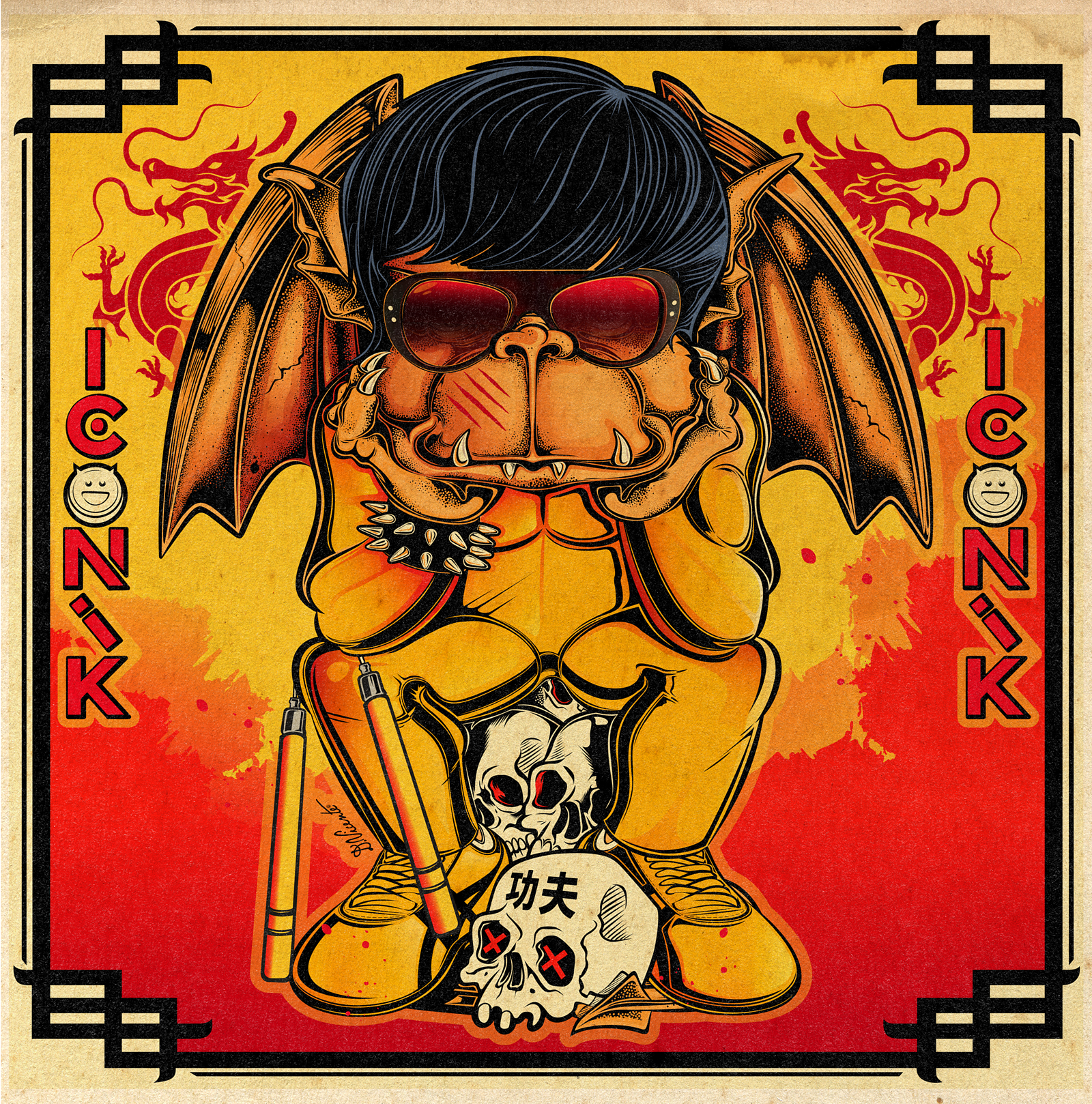 TEEN GARGOYLE #11 – BRUCE LEE / GAME OF DEATH VIBES bruce lee cartoon art character design creature design david vicente digital art dragon art game of death gargoyle illustration inking kung fu lowbrow art martial arts movie tribute nunchaku pop culture art retro style teenage gargoyle weird art