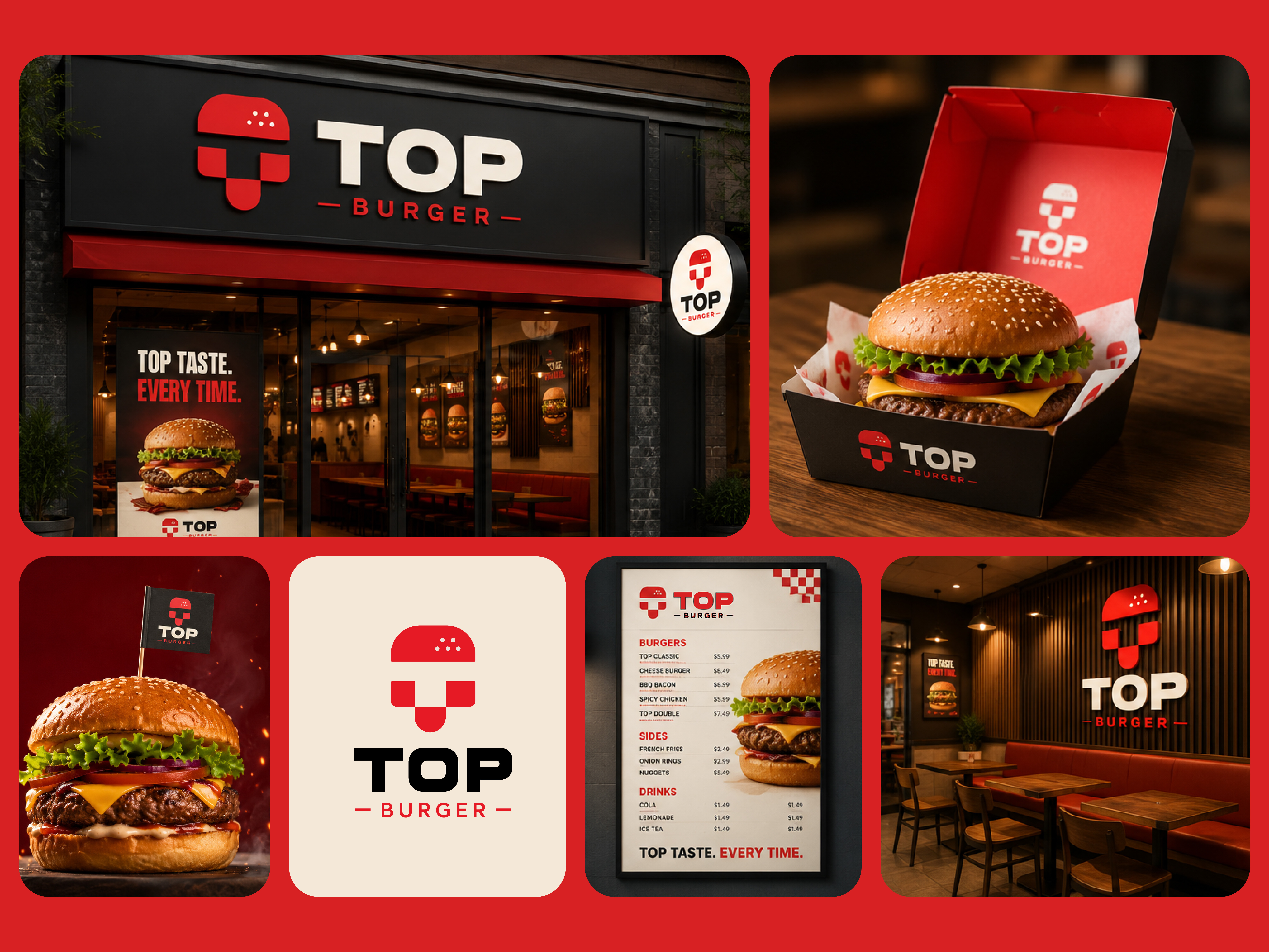 Top Burger Modern Fast Food Restaurant Logo Design brand identity brand logo burger brand burger logo cafe logo fast food branding fast food logo food branding food business logo food logo junk food logo letter t logo logo design minimal food logo minimal logo minimalist logo premium burger logo restaurant branding restaurant logo takeaway logo