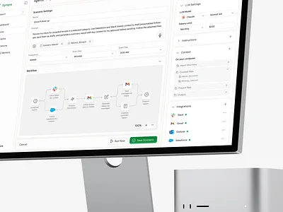 AI Agent Workflow Builder for Email Automation agentic ai ai ai agent ai workflow automation crm dashboard dashboard design email automation integrations llm product design productivity saas saas design ui design ux design web app web app design workflow builder