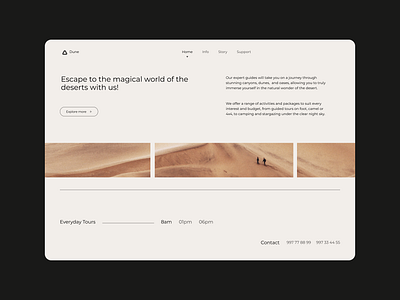 Dune app branding desert design desktop dune figma iphone 14 pro max tour touristic company ui ux