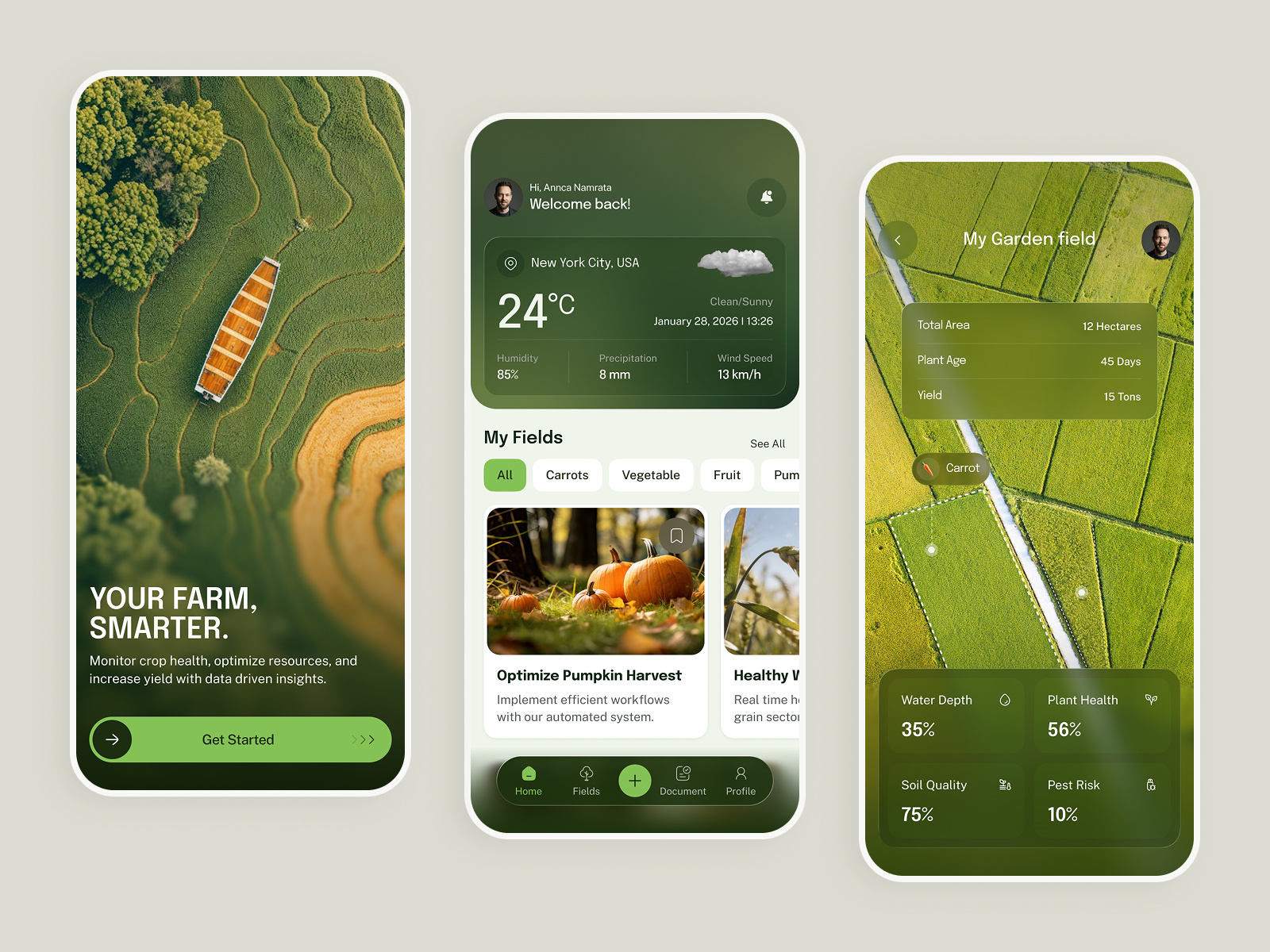 Smart Farming App | Agriculture Farming Mobile App UI agriculture agriculture mobile app agriculture ui agritech app design farm management farming farming app farming intelligence green tech home screen ios app design mobile app overview product design smart farming smart farming mobile app ui uiux