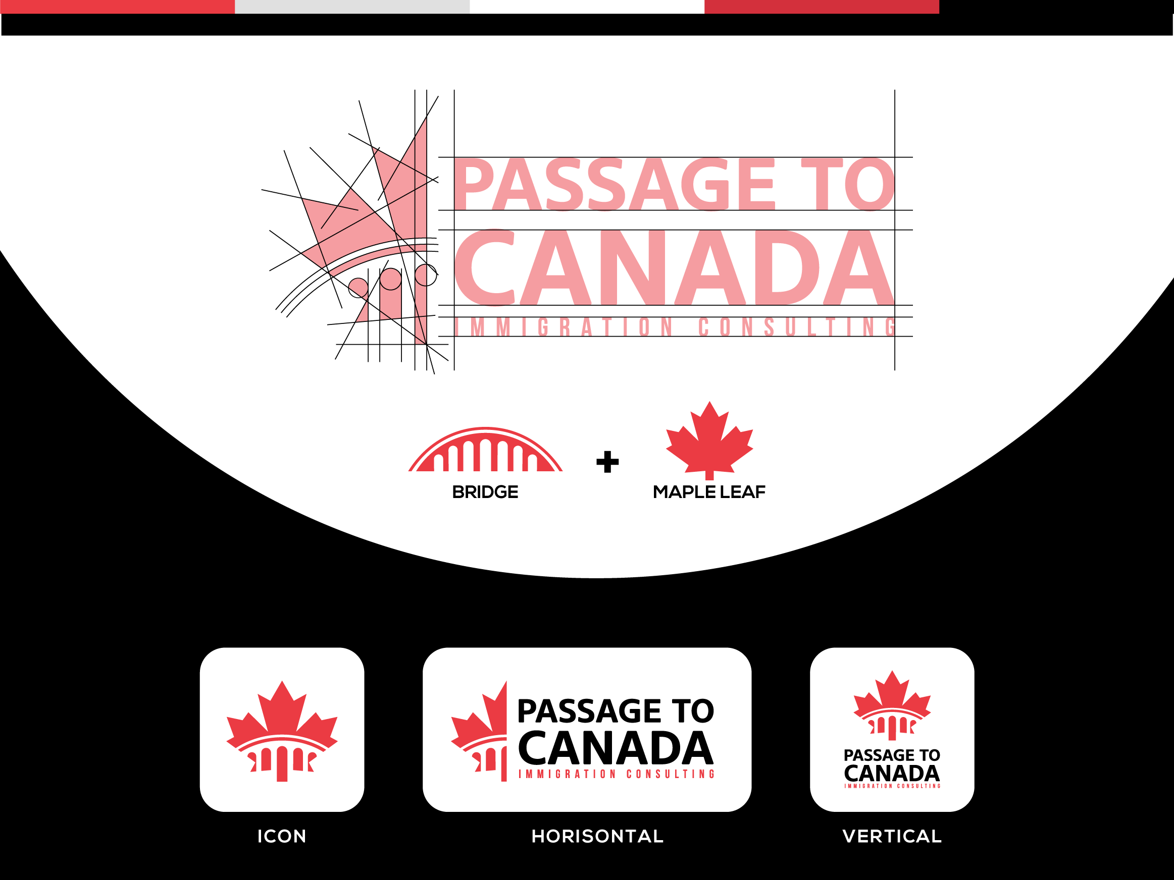 Passage to Canada border branding bridge canada design graphic design immigration logo maple leaf passage scredeck vector