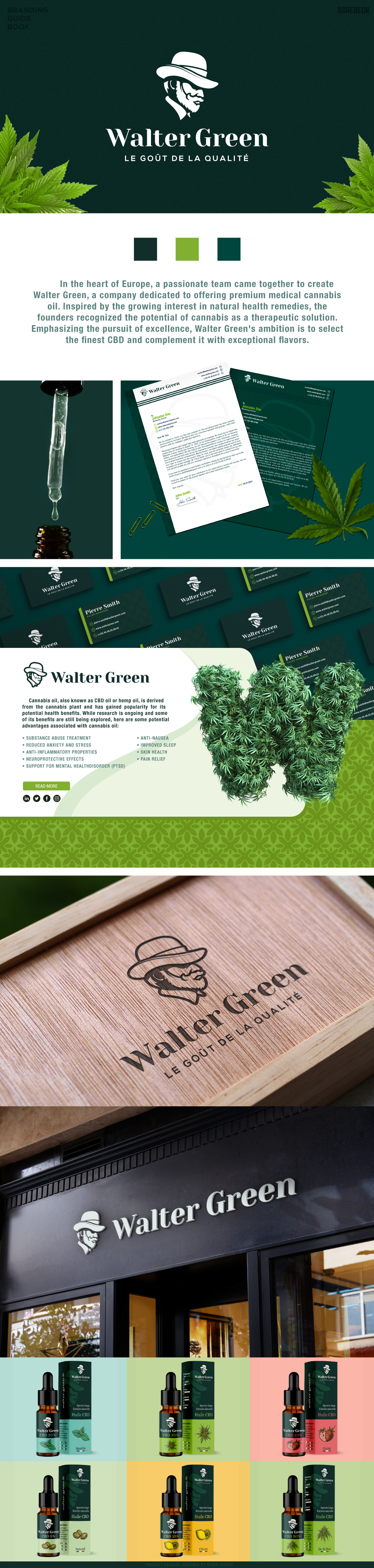 Walter Green branding cannabis design graphic design illustration logo medical oil scredeck stationery thc vector