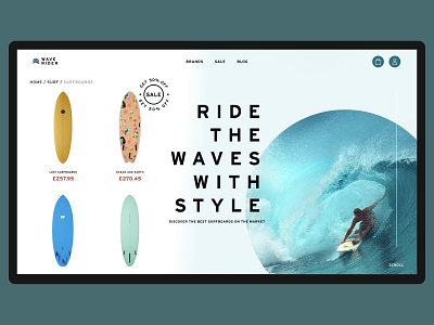 Surf Shop Concept beach desktop ocean product surfboard surfer ui ux vacation wave website