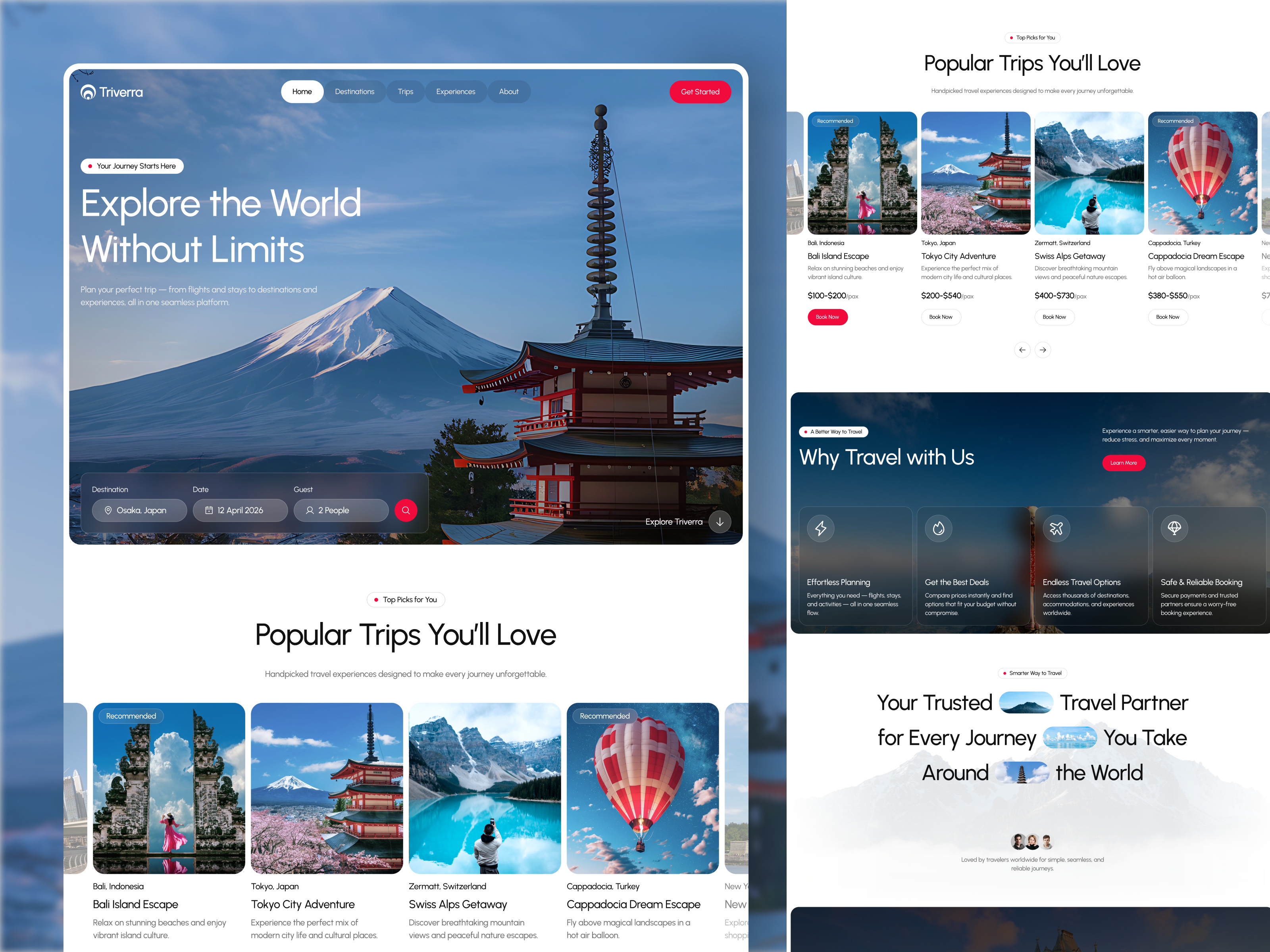 Example of Triverra — Travel Landing Page