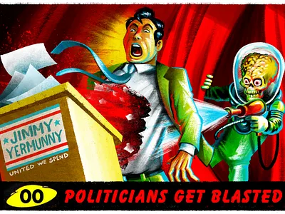 A Study In Martians flyingsaucer illustration marsattacks martian retroart retroscifi scifi scifiillustration tradingcard ufo vintageart